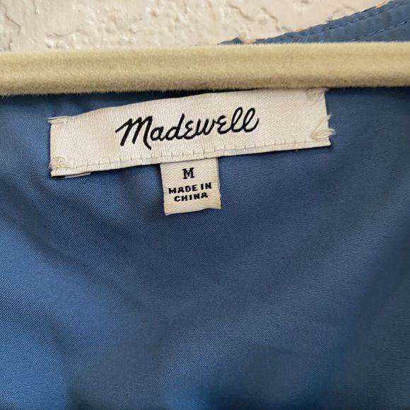 Madewell Womens Ruffle Edge Silk Wrap Dress Size M Bitsy Ditsy Floral Blue Lined - Picture 10 of 14